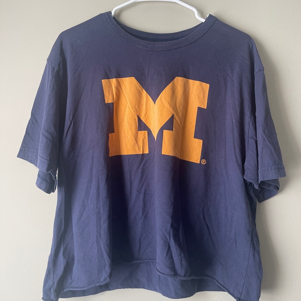 Michigan Wolverines Shirt Sleeve Cropped Tee